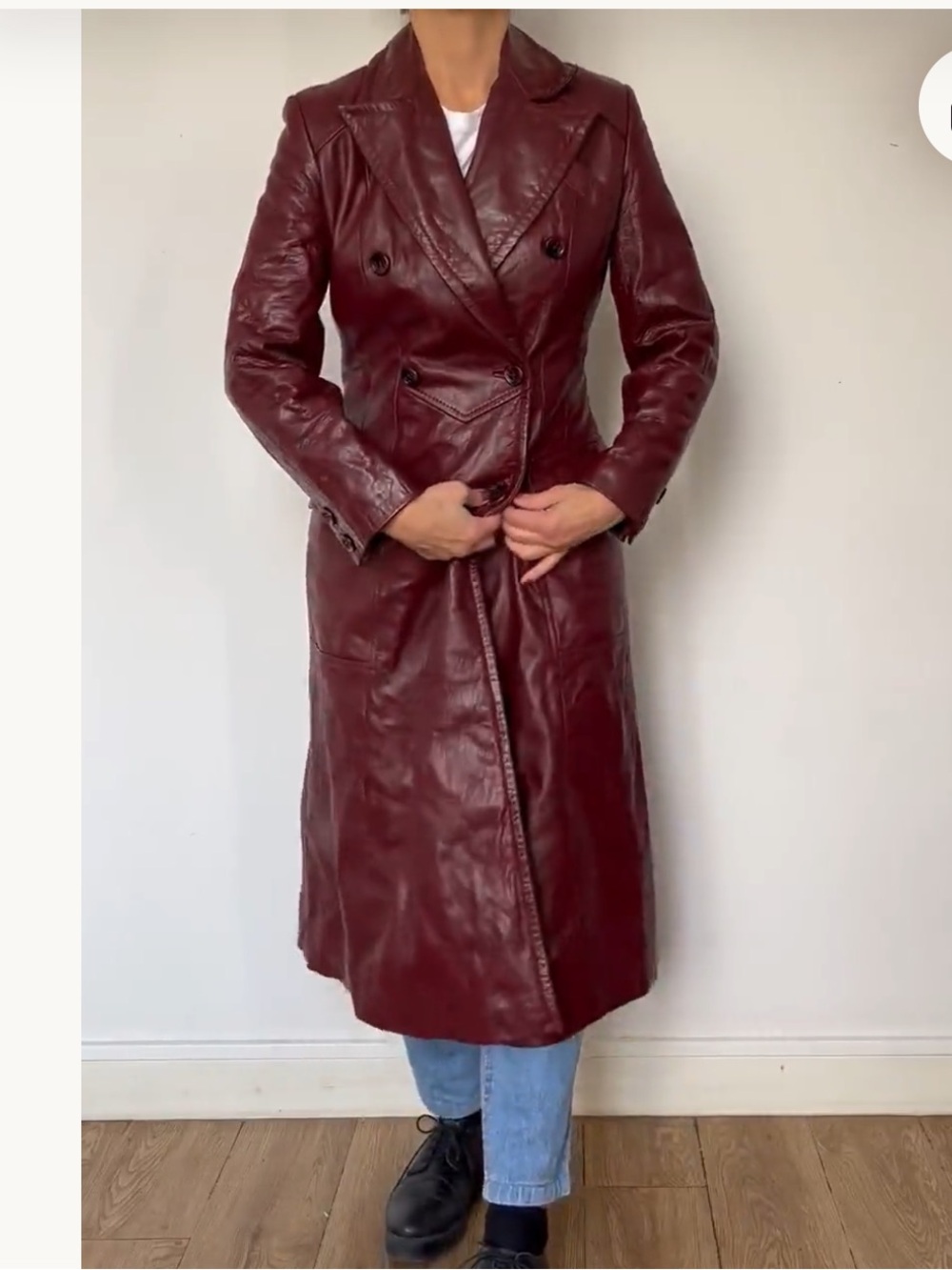 Vintage Etienne Aigner Genuine Leather Trench Coat Brown Size 12 Long Jacket - Picture 9 of 10